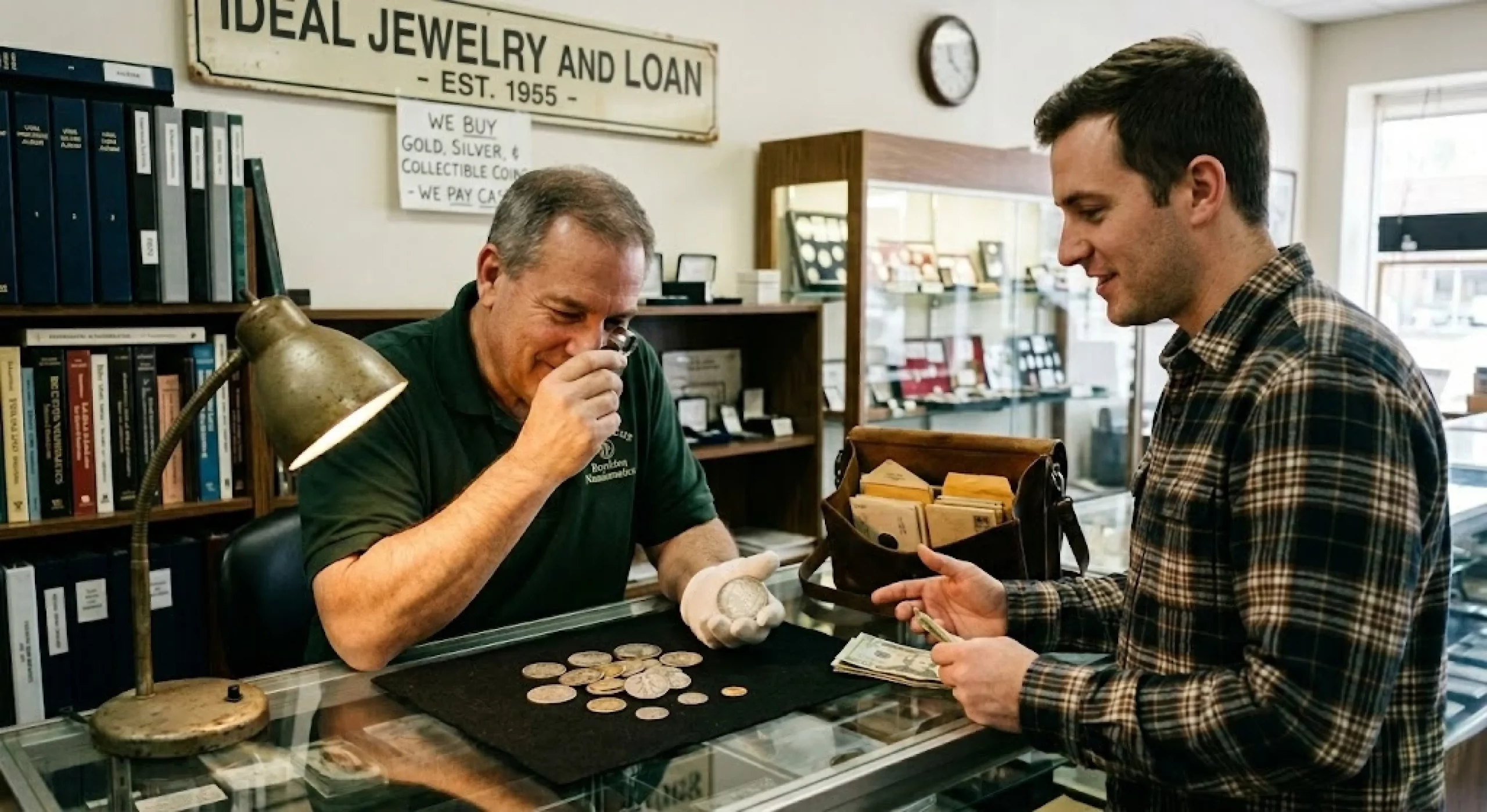 Selling gold and silver coins at Ideal Jewelry and Loan in Brockton MA